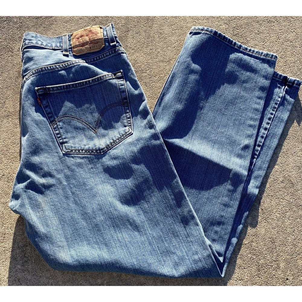Levi's Men Jeans 38x32 Tag Blue 505 Regular Straight Medium Cotton Denim
